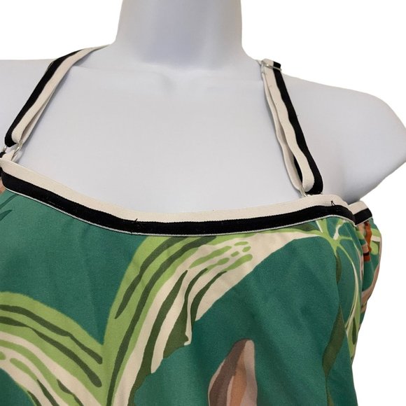 Xhilaration Womens Swimsuit High cut Leg Cross Back One PieceGreen Floral - Picture 3 of 7